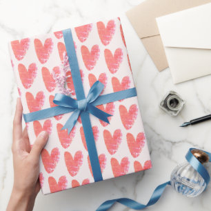 Papier Cadeau Dessin de cœur rouge super mignon usé