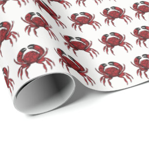 Papier Cadeau Dessin de crabe rouge Vintage no 2