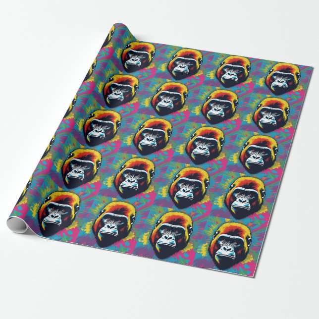 Papier Cadeau Dessin de dessin de peinture Gorilla Pop (Déroulé)