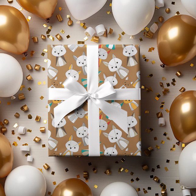 Papier Cadeau Dessin de Multcolor Fox (wild animal fox birthday packing gift wrap,gift wrapping paper,return gift wrap paper,paper gift)
