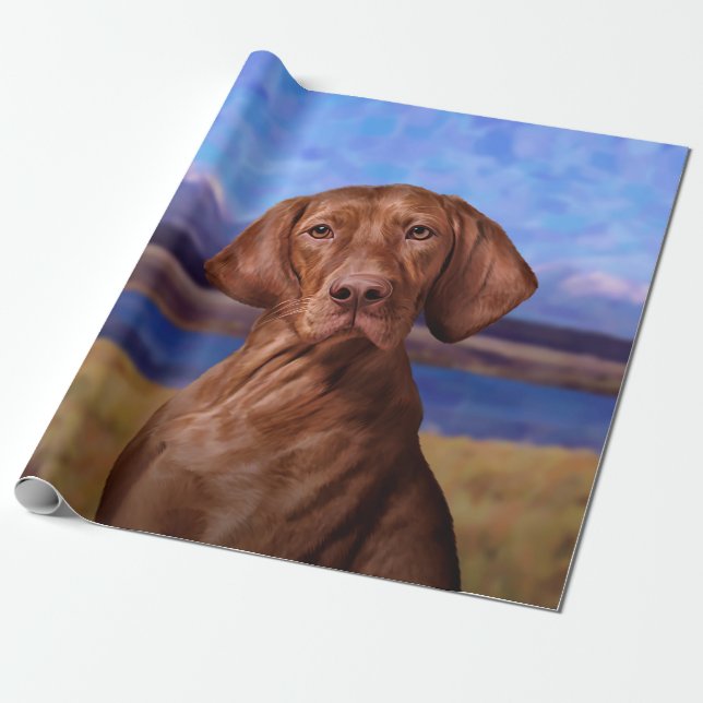 Papier Cadeau Dessin drôle Vizsla Pointer (Déroulé)
