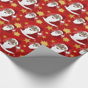 Papier Cadeau Dessin du Père Noël noir souriant