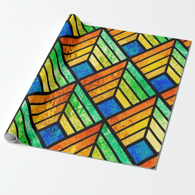 Papier Cadeau Dessin d'un vitrail. Motif transparent (Déroulé)