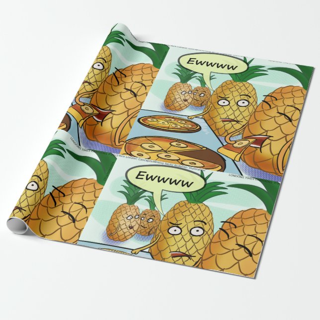 Papier Cadeau Dessin humoristique LTCartoons Pizza à l'ananas  (Déroulé)