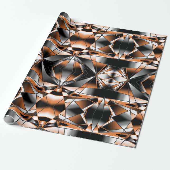 Papier Cadeau Dessin mécanique Orange Gradient Color Fill (Déroulé)