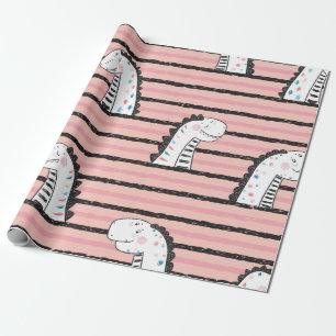 Papier Cadeau Dessin mignon Dinosaures vintage motif sans joint.