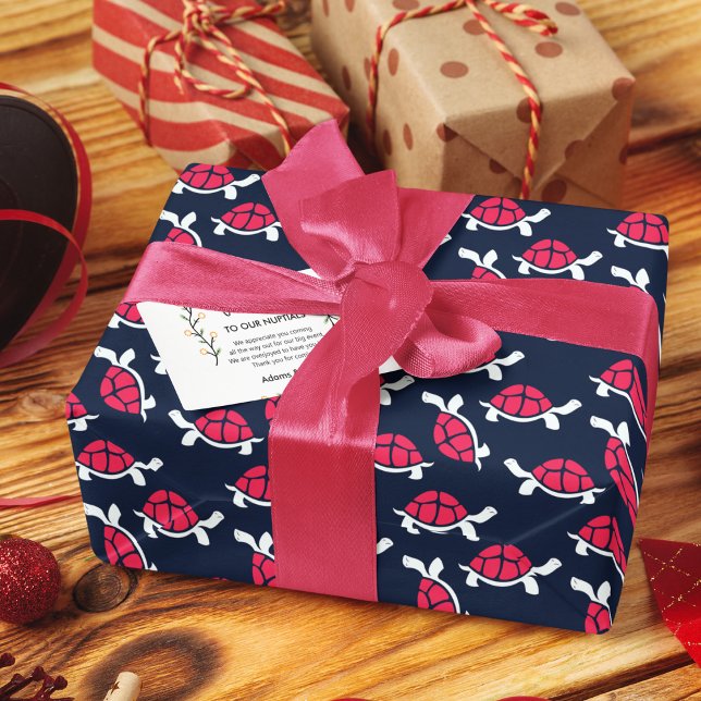 Papier Cadeau Dessin sur le thème sombre Tortoise (red shell turtle birthday packing gift wrap,gift wrapping paper,return gift wrap paper,paper gift)