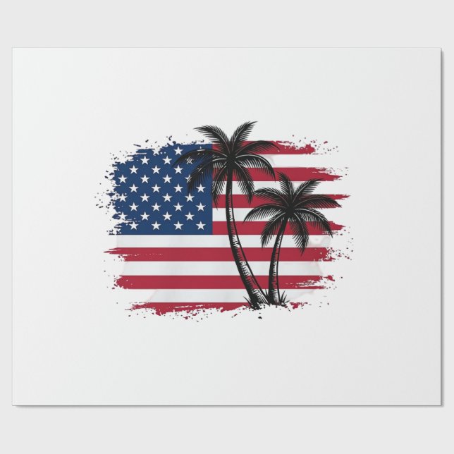 Papier Cadeau Dessin vectoriel de plage patriotique Drapeau amér (Plat)