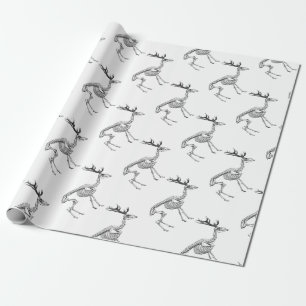 Papier Cadeau Dessin vintage éffrayant de squelette