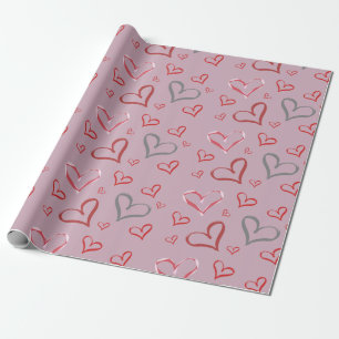 Papier Cadeau Dessin vintage Whimsical Multicoloured Hearts
