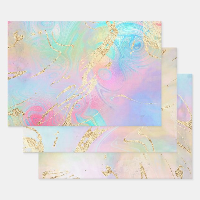 Papier Cadeau détails de feuille simulée élégant abstrait (Lot)