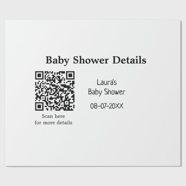 Papier Cadeau DÉTAILS DU baby shower QR SCAN CODE RU MODERNE MIN (Plat)