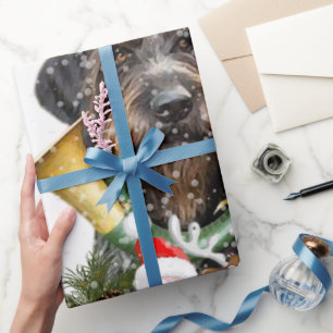 Papier Cadeau Deutsch Drahthaar, Joyeux Noël ! Bouton magnétique