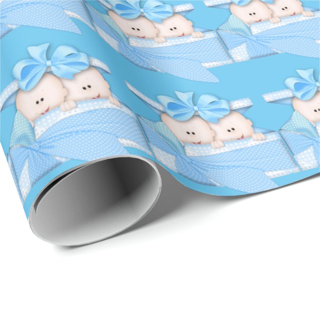 Papier Cadeau Deux bébés garçons dans des cadeaux de rapper papi (Coin rond)