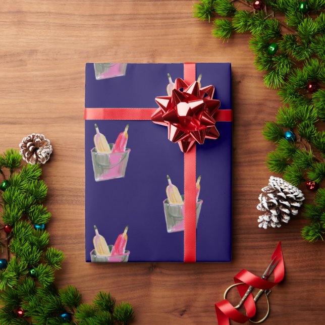 Papier Cadeau Deux bouteilles de vin (Cadeau de vacances)