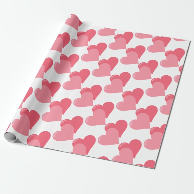 Papier Cadeau Deux Coeurs roses (Déroulé)