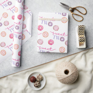Papier Cadeau Deux douceurs 2ème Thème Donut Anniversaire