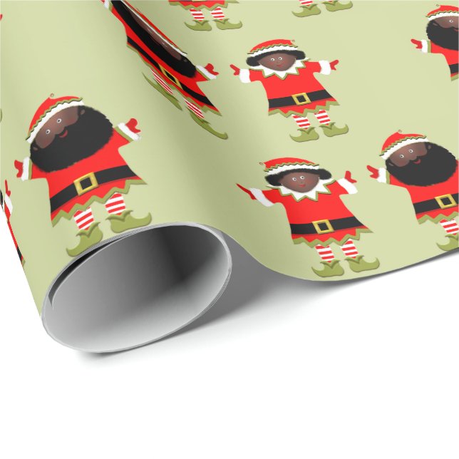Papier Cadeau Deux Elfes de Noël Cadeau (Coin rond)