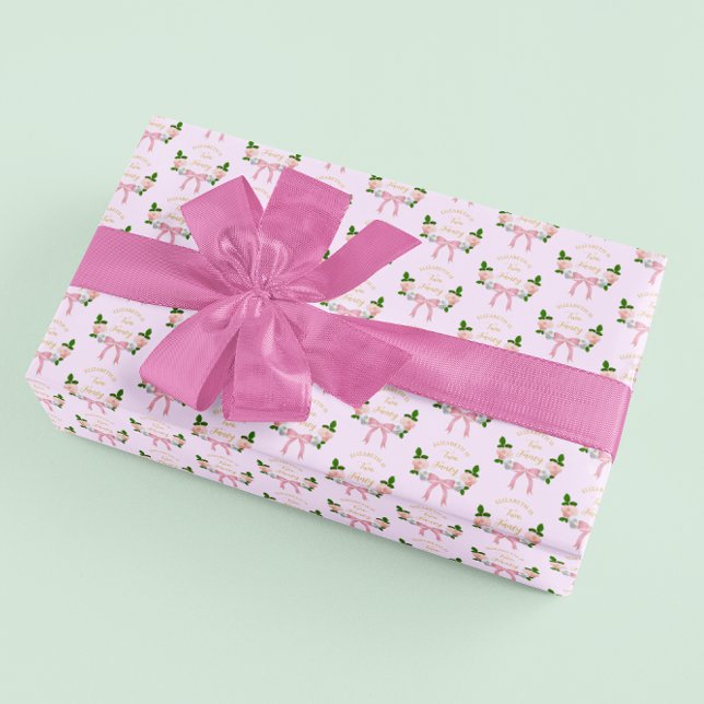 Papier Cadeau Deux Fancy Bow Floral Anniversaire (Créateur téléchargé)