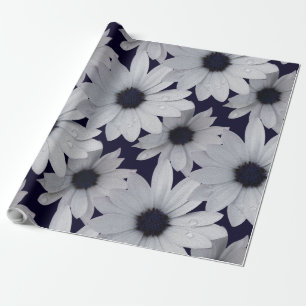 Papier Cadeau deux fleurs blanches