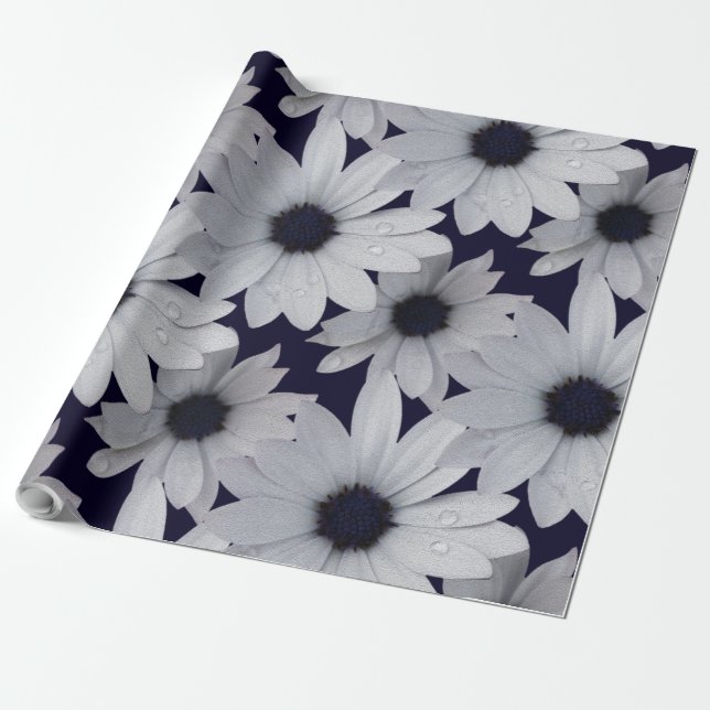 Papier Cadeau deux fleurs blanches (Déroulé)