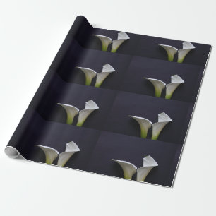 Papier Cadeau Deux lys calla sur le noir