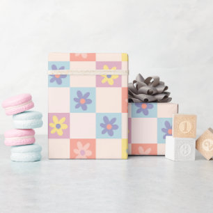 Papier Cadeau Deux motifs à carreaux boho rétro funky