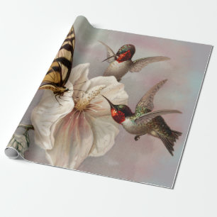 Papier Cadeau Deux oiseaux et papillon Shabby Chic Decoupage
