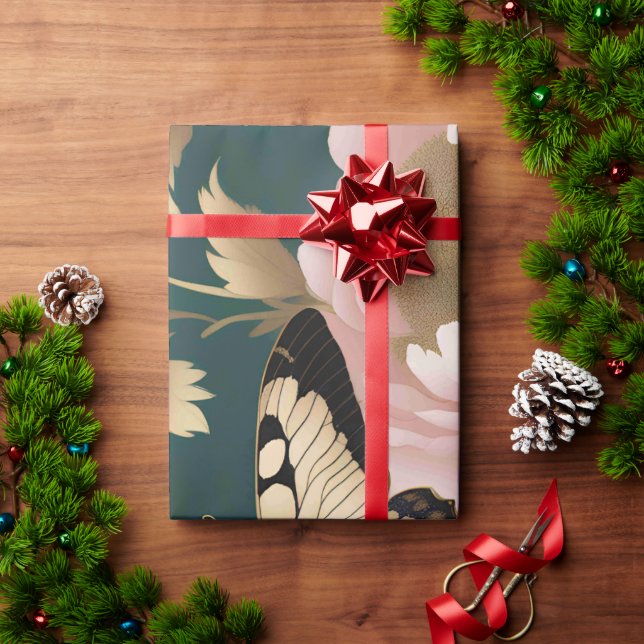 Papier Cadeau Deux papillons aux motifs d'ailes complexes (Cadeau de vacances)