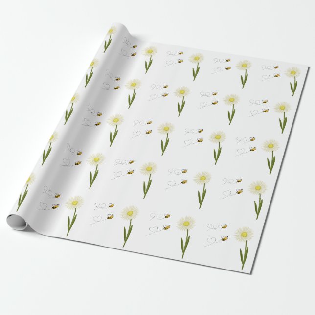 Papier Cadeau Deux petites abeilles mignonnes (Déroulé)