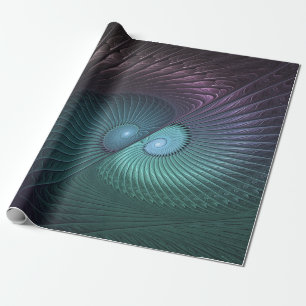 Papier Cadeau Deux spirales colorées Art fractal abstrait modern