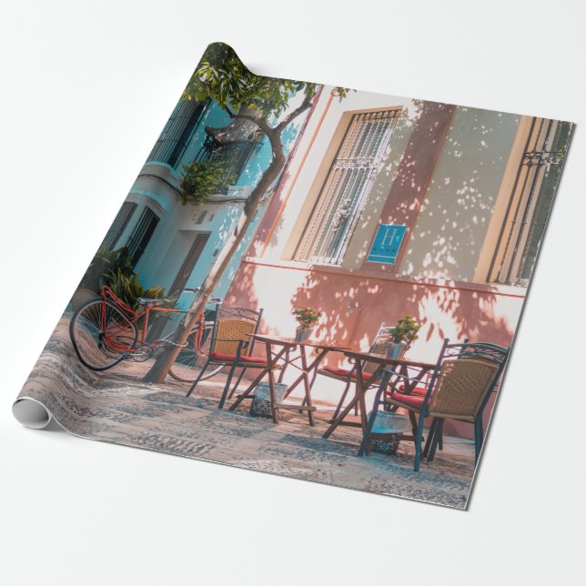 Papier Cadeau Deux tables marron dehors (Déroulé)
