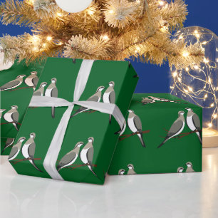 Papier Cadeau Deux tourterelles Couper le crayon Retro Style 1