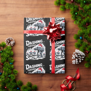 Papier Cadeau Dévaler la neige Noël Famille Vacances