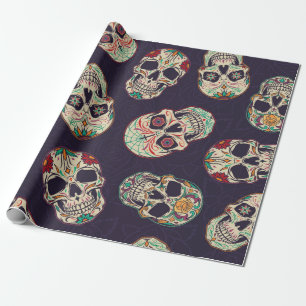 Papier Cadeau Dia de los muertos motif sans soudure avec sucre