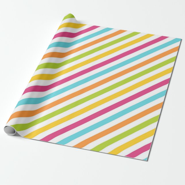 Papier Cadeau Diagonal stripes in vibrant colors (Déroulé)