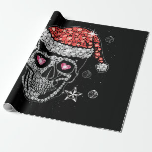 Papier Cadeau Diamant du crâne avec Noël Chapeau Noël Pyjama