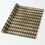 Papier Cadeau Diamant gris et huile d'or<br><div class="desc">Papier d'emballage motif de diamants gris et or.</div>
