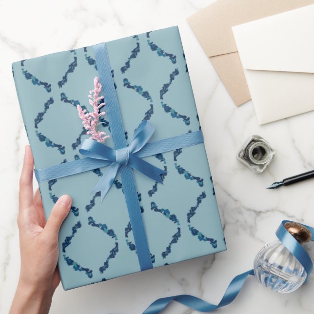 Papier Cadeau Diamants Abstraits Bleus (Cadeaux)