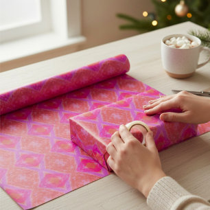 Papier Cadeau Diamants de rayonne rose violet orange