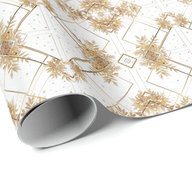 Papier Cadeau Diamants d'or (Coin rond)