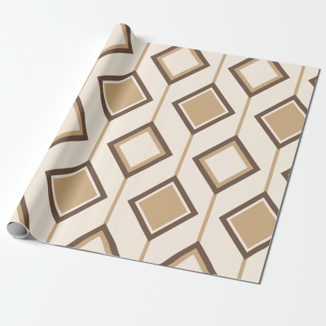 Papier Cadeau Diamants et lignes Brown et beiges (Déroulé)