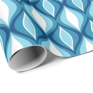 Papier Cadeau Diamants Modernes Du Milieu Du Siècle, Blues Denim