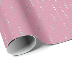 Papier Cadeau Diamants Pink Silver Stripes Dots Drops Vip