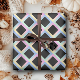 Papier Cadeau Diamants symétriques noirs avec cadres dégradés