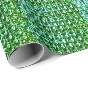 Papier Cadeau Diamants verts, motif de bijoux en pierres précieu