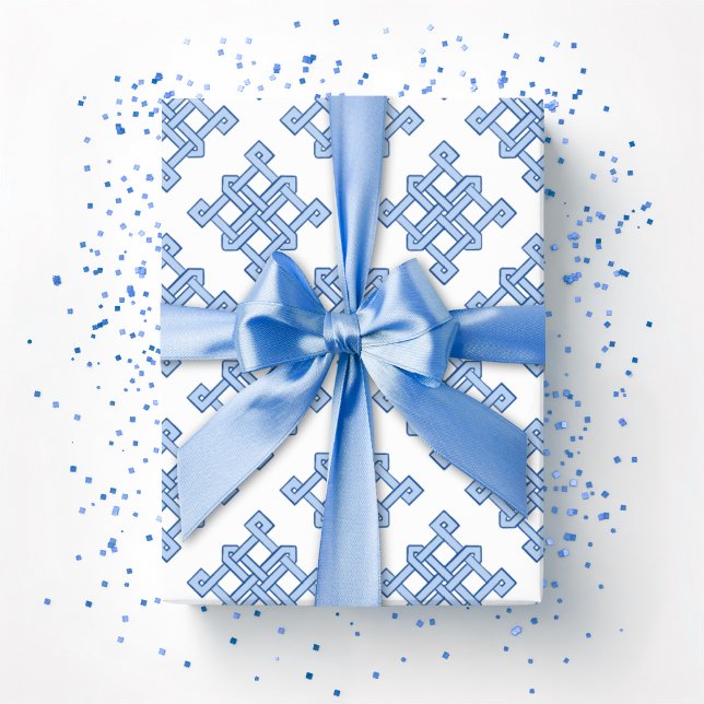 Papier Cadeau Diamond Endless Knot Hue in Blue (Créateur téléchargé)