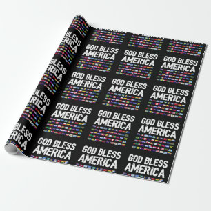 Papier Cadeau Dieu Bénisse l'Amérique Fierté Latino Tous les Pay