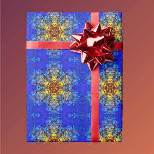 Papier Cadeau Digital Mandala jaune et bleu