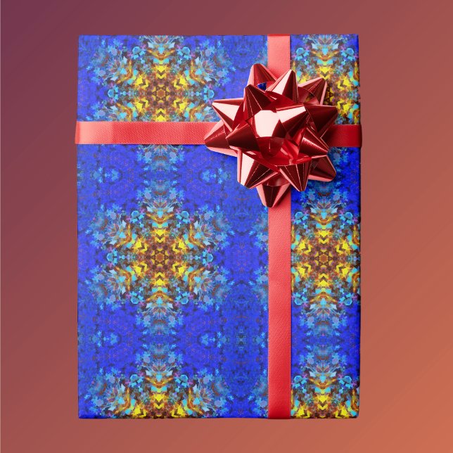 Papier Cadeau Digital Mandala jaune et bleu (Créateur téléchargé)